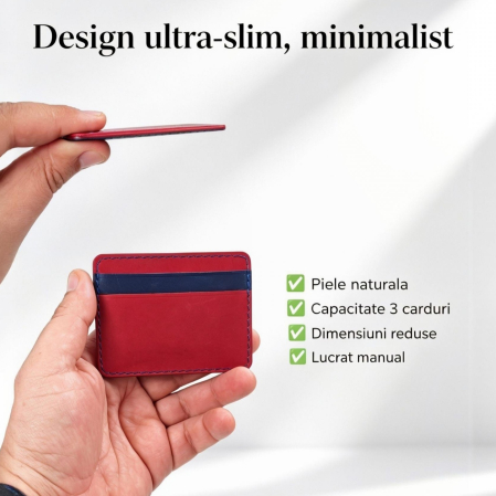 Portcard Personalizat din Piele Naturala Duma Mini – Suport Carduri Gravat Manual, Design Ultra Slim [1]