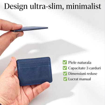 Portcard Personalizat din Piele Naturala Duma Mini – Suport Carduri Gravat Manual, Design Ultra Slim [1]
