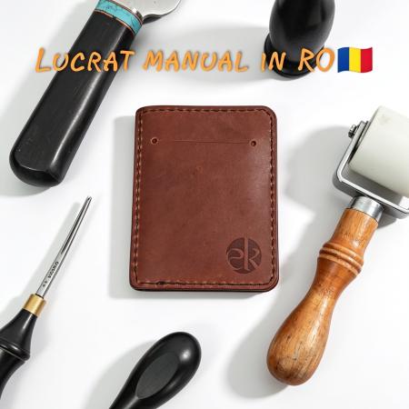 Portcard Personalizat din Piele Naturala Duma Mini – Suport Carduri Gravat Manual, Design Ultra Slim [2]