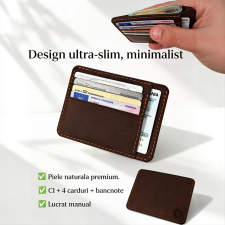 Portcard Personalizat din Piele Naturală Duma – Portofel Minimalist Gravat, Diverse Culori [1]
