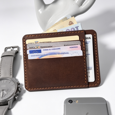 Portcard Personalizat din Piele Naturală Duma – Portofel Minimalist Gravat, Diverse Culori [3]
