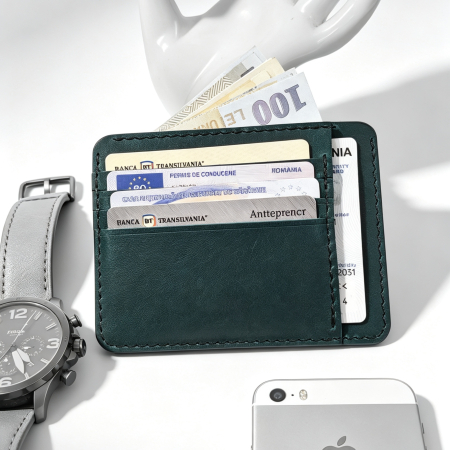 Portcard Personalizat din Piele Naturală Duma – Portofel Minimalist Gravat, Diverse Culori [3]