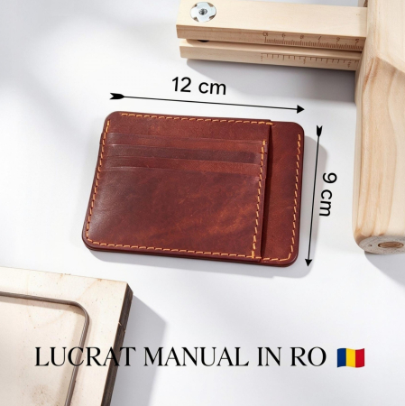 Portcard Personalizat din Piele Naturală Duma – Portofel Minimalist Gravat, Diverse Culori [2]