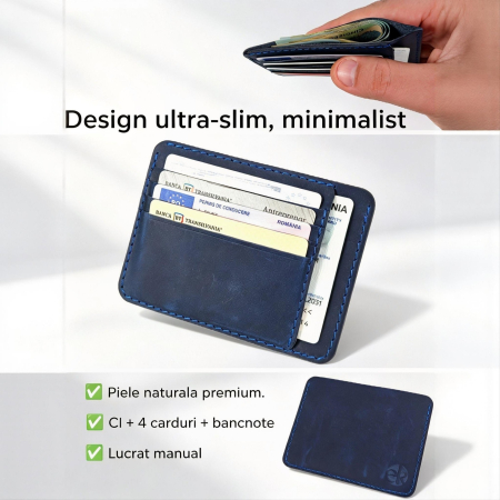 Portcard Personalizat din Piele Naturală Duma – Portofel Minimalist Gravat, Diverse Culori [1]