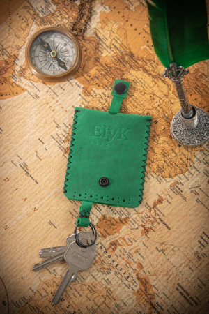 Diverse - Portchei din piele naturala, lucrat si cusut manual, Davis, Verde Army