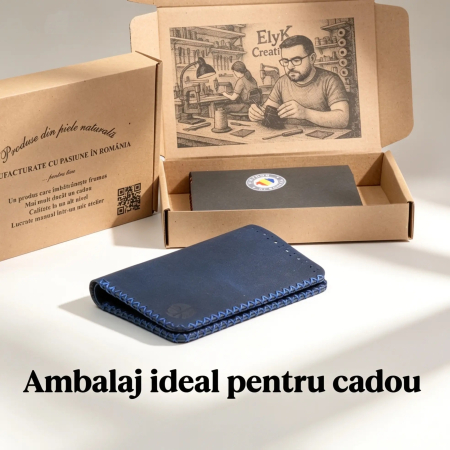 Portofel barbati din piele naturala cu compartiment maruntis Jack 2 M, portofel compact pentru carduri si monede [4]