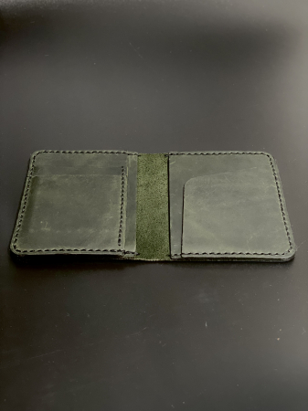 Portofel barbati din piele naturala, lucrat si cusut manual, Adam, Handmade, Verde-Inchis/ Kaki, Produs in Romania [5]