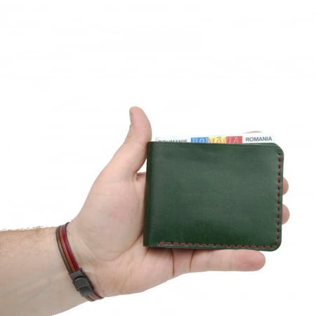 Construieste-ti singur produsul - Portofel clasic barbati din piele naturala, Hector, verde
