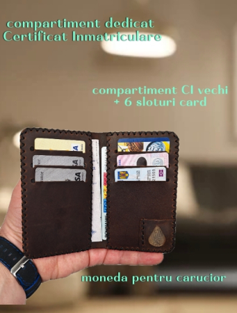Portofel Barbati din Piele Naturala Jack L - Compartiment Certificat Inmatriculare [6]
