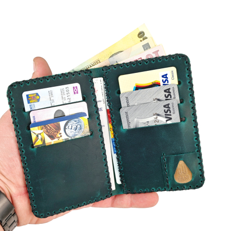 Portofel barbati din piele naturala, Jack L, turcoaz [2]