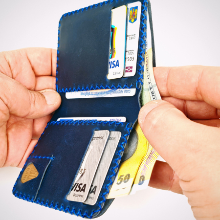 Portofel barbati din piele naturala, Jack S, albastru [6]