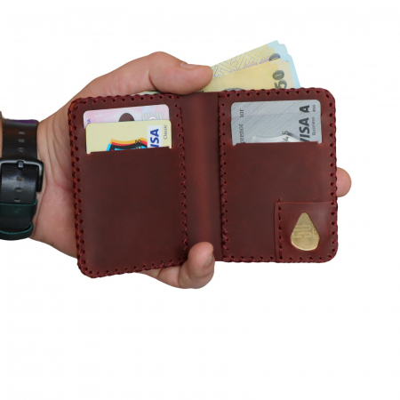 Portofel personalizabil barbati din piele naturala, Jack S, grena [2]