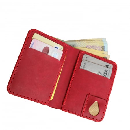 Portofel personalizabil barbati din piele naturala, Jack S, rosu [3]