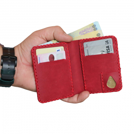 Portofel personalizabil barbati din piele naturala, Jack S, rosu [2]