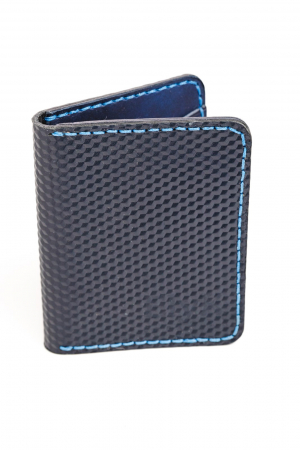 Portofel barbati din piele naturala, lucrat si cusut manual, Adam, Handmade, Bleumarin 3D print, Produs in Romania [4]