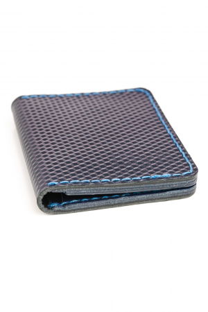 Portofel barbati din piele naturala, lucrat si cusut manual, Adam, Handmade, Bleumarin 3D print, Produs in Romania [2]