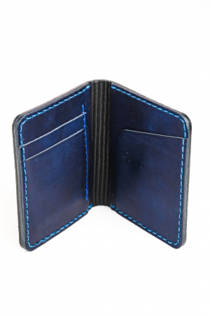 Portofel barbati din piele naturala, lucrat si cusut manual, Adam, Handmade, Bleumarin 3D print, Produs in Romania [5]