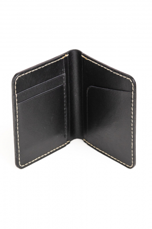 Portofel barbati din piele naturala, lucrat si cusut manual, Adam, Handmade, Negru (cusatura crem), Produs in Romania [5]