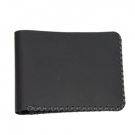 Portofel personalizat clasic barbati din piele naturala, Hector, negru mat cusatura in X gri [1]