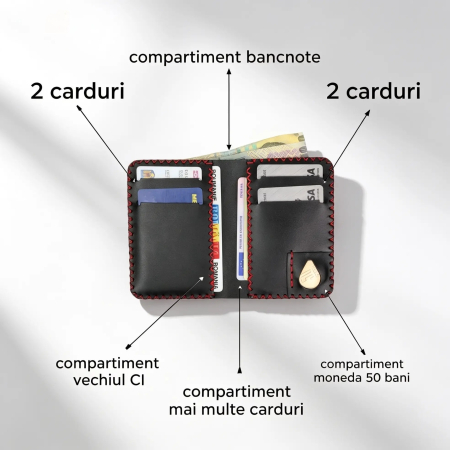 Portofel barbati Jack M, piele naturala premium, compartimentat pentru buletin, carduri si bancnote [2]