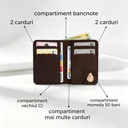 Portofel barbati Jack M, piele naturala premium, compartimentat pentru buletin, carduri si bancnote [2]