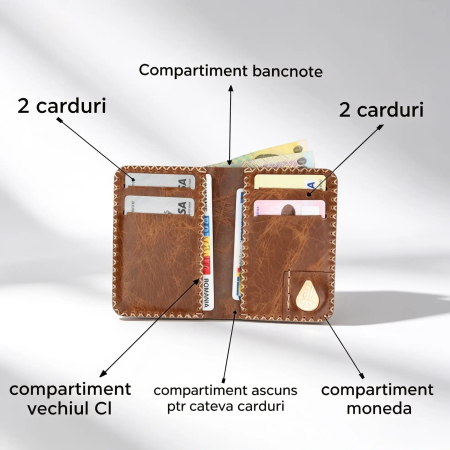 Portofel barbati Jack M, piele naturala premium, compartimentat pentru buletin, carduri si bancnote [2]