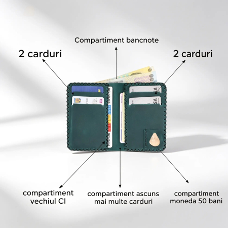 Portofel barbati Jack M, piele naturala premium, compartimentat pentru buletin, carduri si bancnote [2]