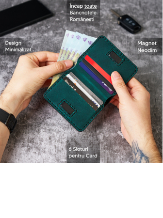 Portofel Barbati Odin din Piele Naturala, Design Slim Bifold [1]