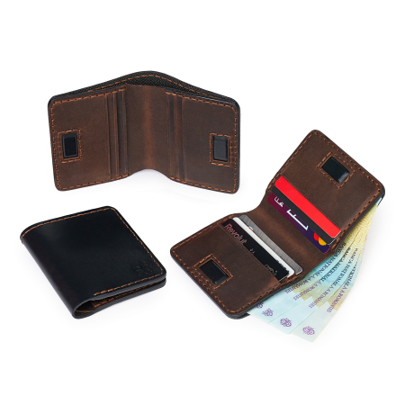 Portofel Barbati Odin din Piele Naturala, Design Slim Bifold [0]