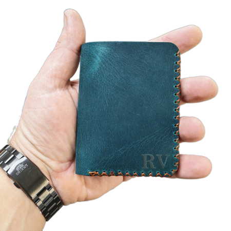 Construieste-ti singur produsul - Portofel barbati personalizabil Jack M, piele naturala, compartiment buletin si gravura text sau nume