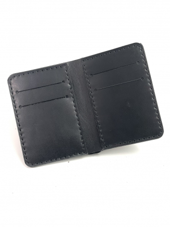 Portofel barbati vertical din piele naturala, lucrat si cusut manual, Atlas, Handmade, Negru, model 1, produs in Romania [2]