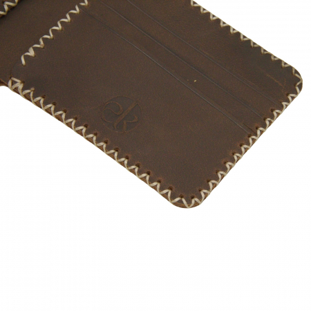 Portofel personalizabil clasic barbati din piele naturala, Hector, maro cusatura X crem [6]