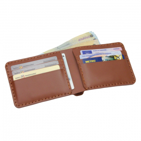 Portofel personalizabil clasic barbati din piele naturala, Hector, maro-cognac [6]