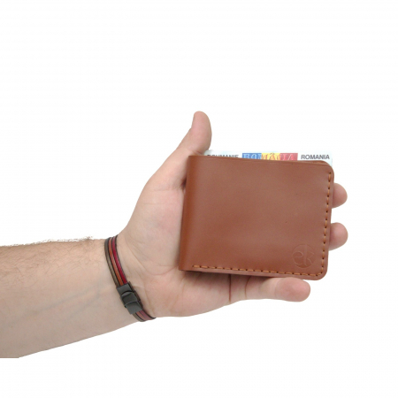 Portofel personalizabil clasic barbati din piele naturala, Hector, maro-cognac [1]