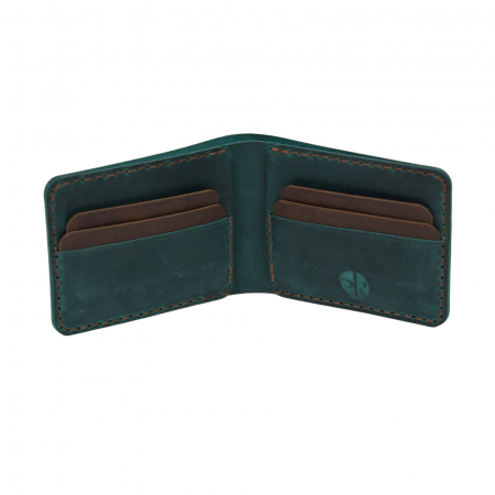 Portofel personalizabil clasic barbati din piele naturala, Hector Young, turcoaz cu detalii maro [8]