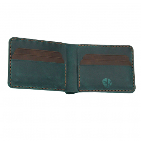 Portofel personalizabil clasic barbati din piele naturala, Hector Young, turcoaz cu detalii maro [7]