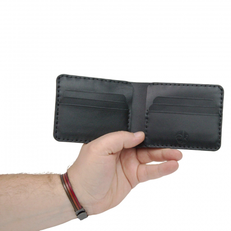 Portofel personalizat clasic barbati din piele naturala, Hector Young, negru [4]