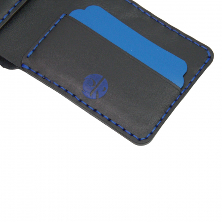 Portofel personalizabil clasic barbati din piele naturala, Hector Young, negru detalii albastre [4]