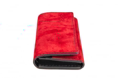 Portofel dama din piele intoarsa naturala, personalizabil, Eva, Grena (cusatura neagra)  [3]