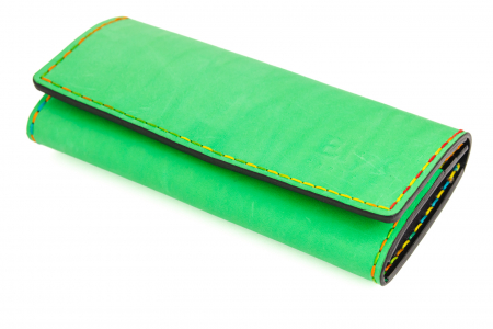 Portofel dama din piele naturala, personalizabil, Eva, verde deschis ( cusatura colorata) [1]