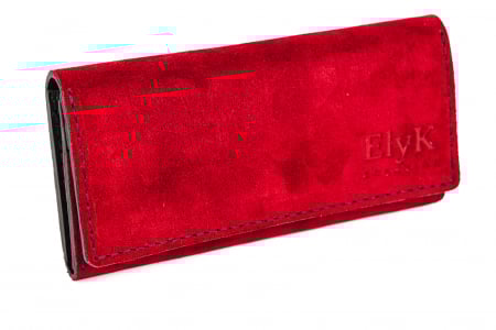 Noutati - Portofel dama din piele intoarsa naturala, personalizabil, Eva, Grena (cusatura neagra) 