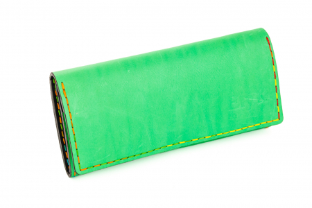 portofele dama - Portofel dama din piele naturala, lucrat si cusut manual, Eva, Handmade, Verde, Produs in Romania