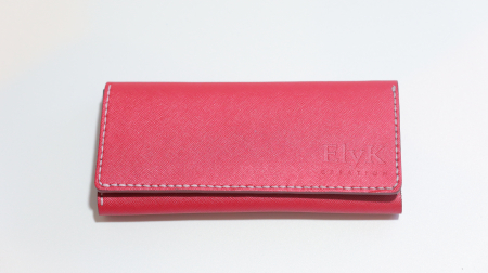 Portofel dama din piele naturala, personalizabil, Eva, roz saffiano (cusatura lila) [1]