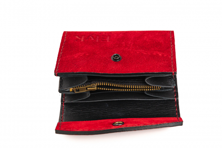 Portofel dama din piele naturala intoarsa, personalizabil, Dalia, Grena [6]