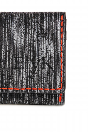 Portofel dama din piele naturala, personalizabil, Eva, megru cu argintiu (cusatura rosie) [7]