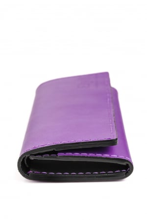 Portofel dama din piele naturala, personalizabil, Eva, Mov ( cusatura lila) [2]