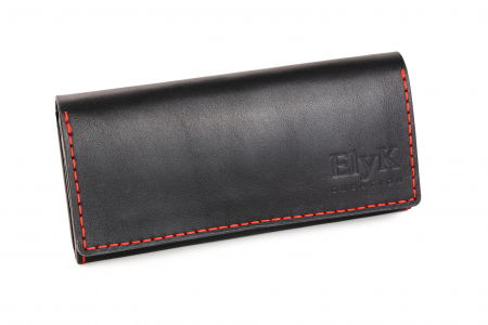 Noutati - Portofel dama din piele naturala, personalizabil, Eva, negru (cusatura rosie)