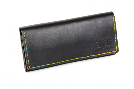 Toate produsele - Portofel dama din piele naturala, lucrat si cusut manual, Eva, Handmade, Negru ( cusatura colorata )