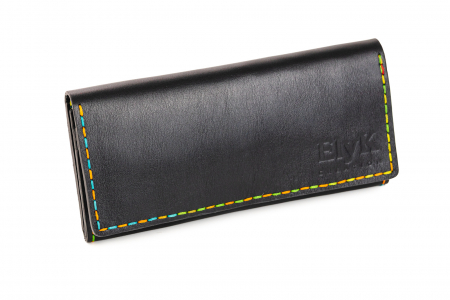 portofele barbati personalizabile - Portofel dama din piele naturala, personalizabil, Eva, negru (cusatura colorata)