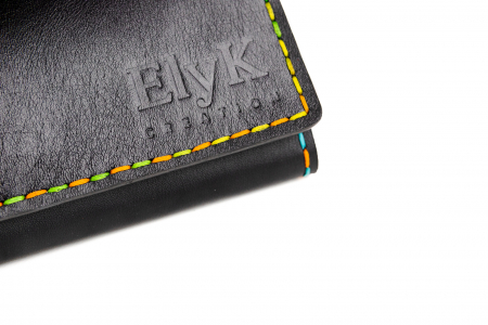 Portofel dama din piele naturala, personalizabil, Eva, negru (cusatura colorata) [5]